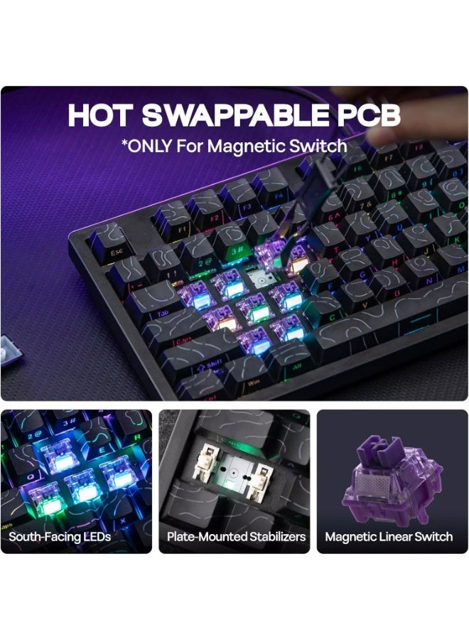 VTER ATO87 HE Magnetic Gaming Keyboard with Adjustable Actuation, Hall Effect Keyboard with 0.125ms Latency, 8K Polling Rate, 87-Key, Hot-Swappable, RGB, Customizable Keys - Image 5